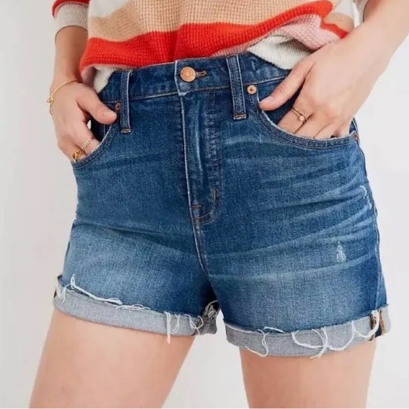MADEWELL High-Rise Denim Cutoff Shorts | Size 25 | Indigo blue - Picture 2 of 7